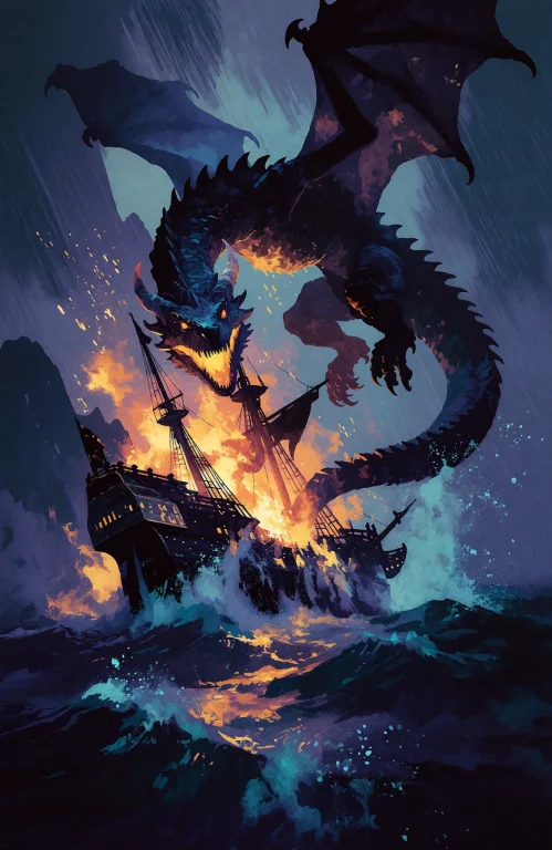 Stylized Illustration, A Dramatic Digital Fantasy Illustrati...