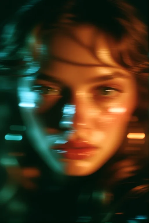 Cinemshot, Womans Face Seen Through Strong Horizontal Motion...