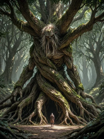 Illustration Style. Masterpiece, Best Quality, Score7.. Fore... — Stable Diffusion AI Prompt: illustration style. masterpiece, best quality, score_7.. forest guardian as towe...