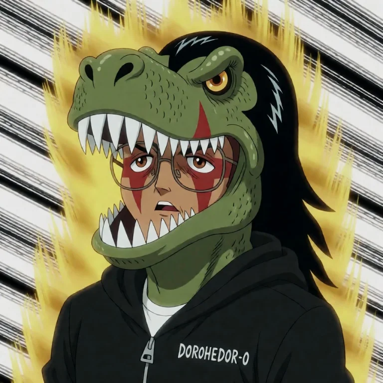 Galosengen Anime Image Of Nemonemo, A Man With A Green T-rex...