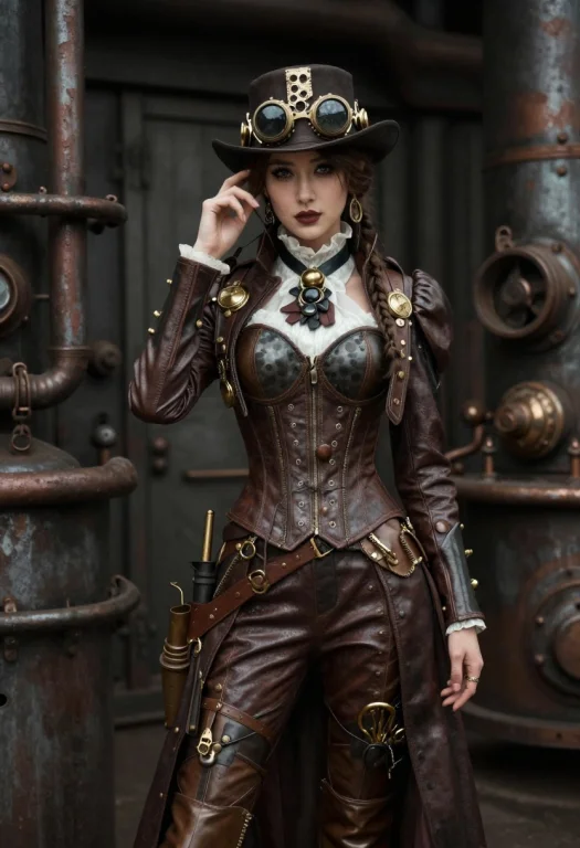 Steampunk Woman , Industrial Setting
