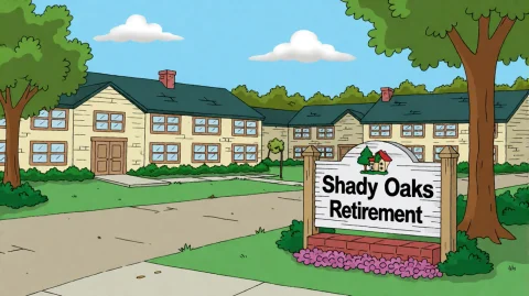 Fmlygyssn03, A Tranquil Retirement Home With A Prominent Sig... — Stable Diffusion AI Prompt: fmlygyssn03, A tranquil retirement home with a prominent sign reading â€œShady O...