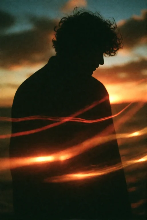 Cinemshot, A Dark Silhouette Of A Person With Curly, Messy H...