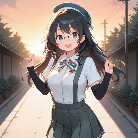 Partiallyopaqueglasses1.3,asashio-class Uniform,suspender Sk... — Stable Diffusion AI Prompt: (partially_opaque_glasses:1.3),asashio-class uniform,suspender skirt,pleated ski...