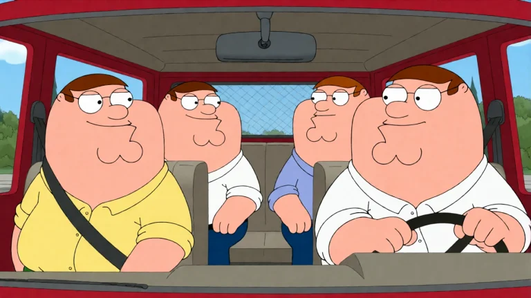 Fmlygyssn13, Inside A Red Vehicle, Four Men Are Seated, With...
