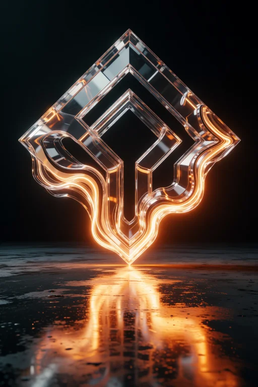 A Transparent Geometric Emblem Composed Of Layered Diamond-s...
