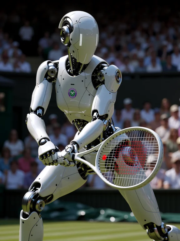 A Hyper-detailed, Cinematic Shot Of A Sleek, White Humanoid...
