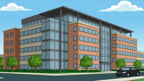 Fmlygyssn18, A Modern Glass-and-steel Office Building Stands... — Stable Diffusion AI Prompt: fmlygyssn18, A modern glass-and-steel office building stands under a bright blue...