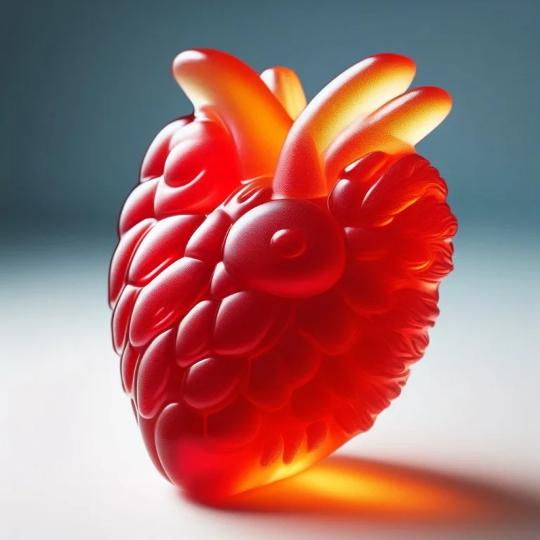 A Single Anatomical Heart Made Of Translucent Cherry-red Gum...