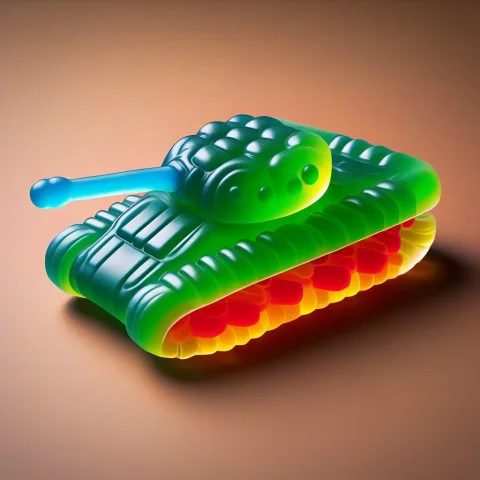Gummymorph, Battle Tank Made Of Gummy — SDXL AI Prompt: gummymorph, battle tank made of Gummy
