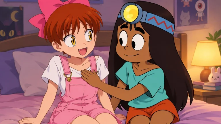 An Anime And Cartoon Crossover Style. Inside A Quiet Bedroom...