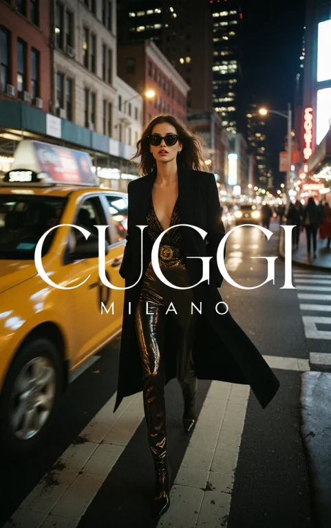 A Glamorous High-fashion Fashion Diva Walking Down The Bustl...