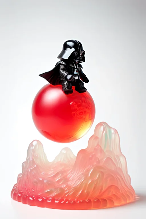 Tiny Darth Vader Jumping On A Big Red Ball, Scenery, Surreal...