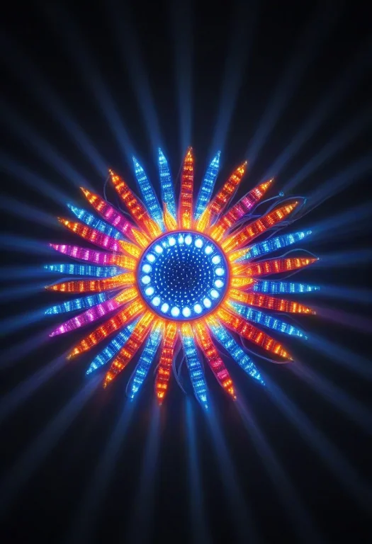 Led, Colorful Led Lights, Sun Made Of Leds