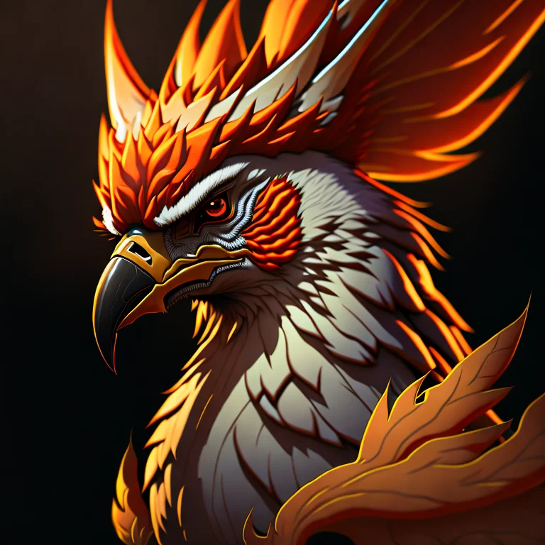 Soft Brush, Digital Painting1.2, Closeup Of Phoenix Firebird...