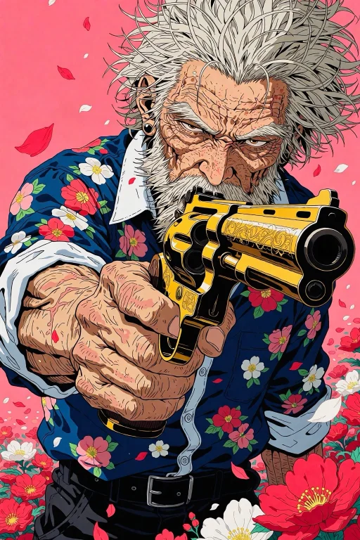 Kutewackykolor, A Rugged Elderly Man Emerges From A Surreal...