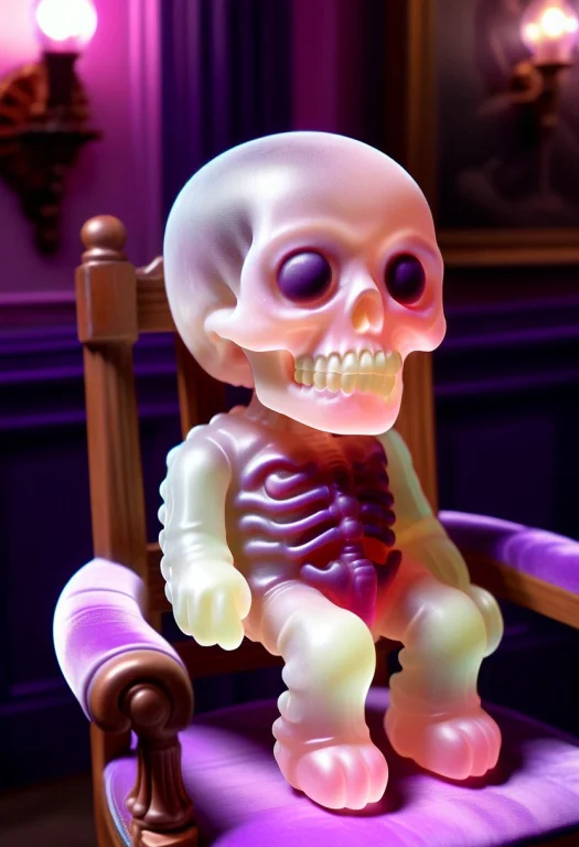 Gummymorph, 8k, Raw Digital Photo, A Cute Skull Plushie Sitt...