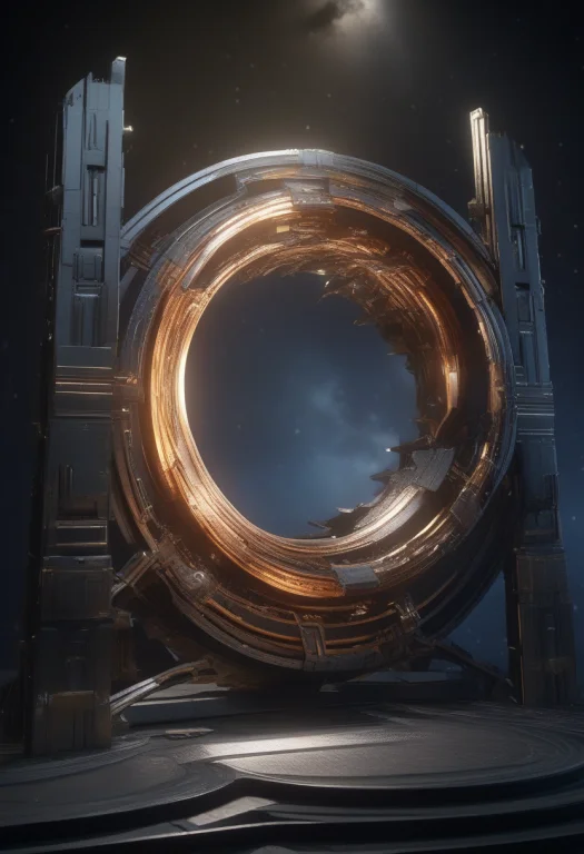 High Quality, Detailed, A Wormhole Gate Ringed With Slow-tur...
