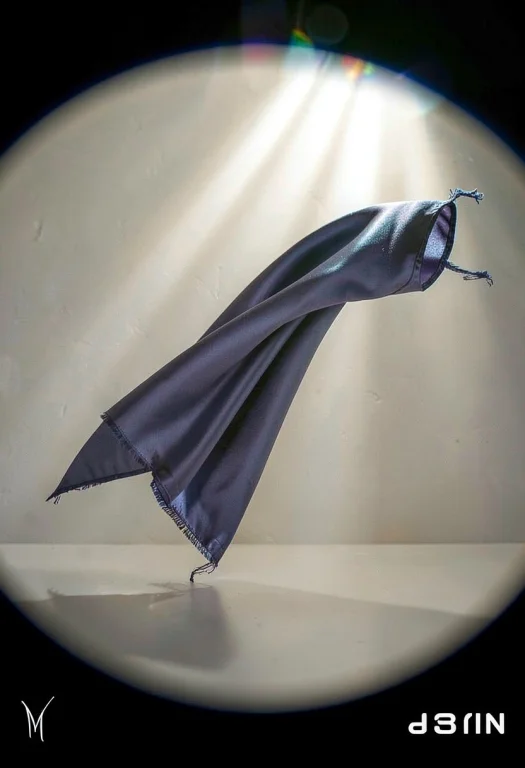 A Silk Scarf Lifting In A Soft Studio Breeze, Volumetric God...