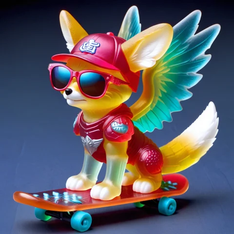 Gummymorph, Fennec Fox Knight, Armor, Wearing Sunglasses, We... — SDXL AI Prompt: gummymorph, fennec fox knight, armor, wearing sunglasses, wearing a baseball cap...