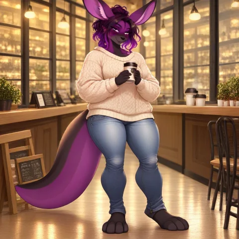 Veyl, Solo, 1girl, Adult Female Furry, Anthro Kangaroo, Full... — Stable Diffusion AI Prompt: veyl, solo, 1girl, adult female furry, anthro kangaroo, full body, cozy oversize...