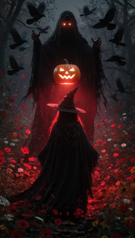 A Full-length Photorealistic Image Of A Young Witch-woman St...
