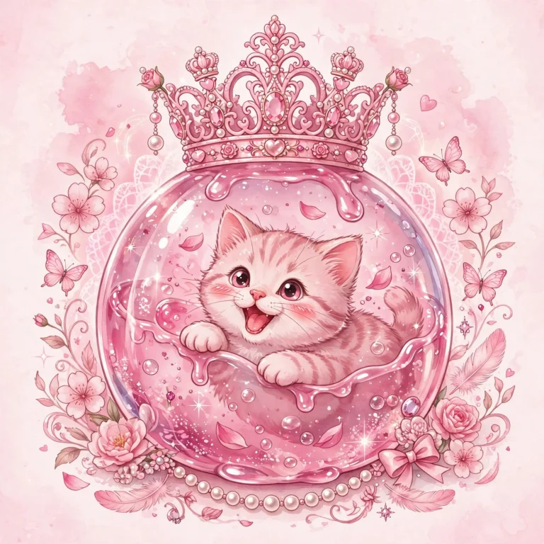 Queen Pink Color Art Style No Words Meow Jelly Ball