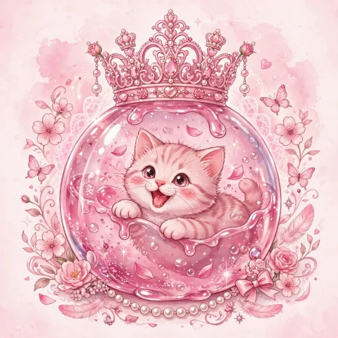 Queen Pink Color Art Style No Words Meow Jelly Ball — Stable Diffusion AI Prompt: Queen Pink color art style ((no words)) Meow Jelly Ball
