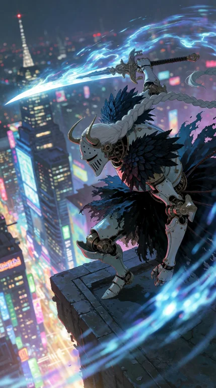 1girl, Solo, Adult, Knight In A Clockwork Shell, White Mecha...