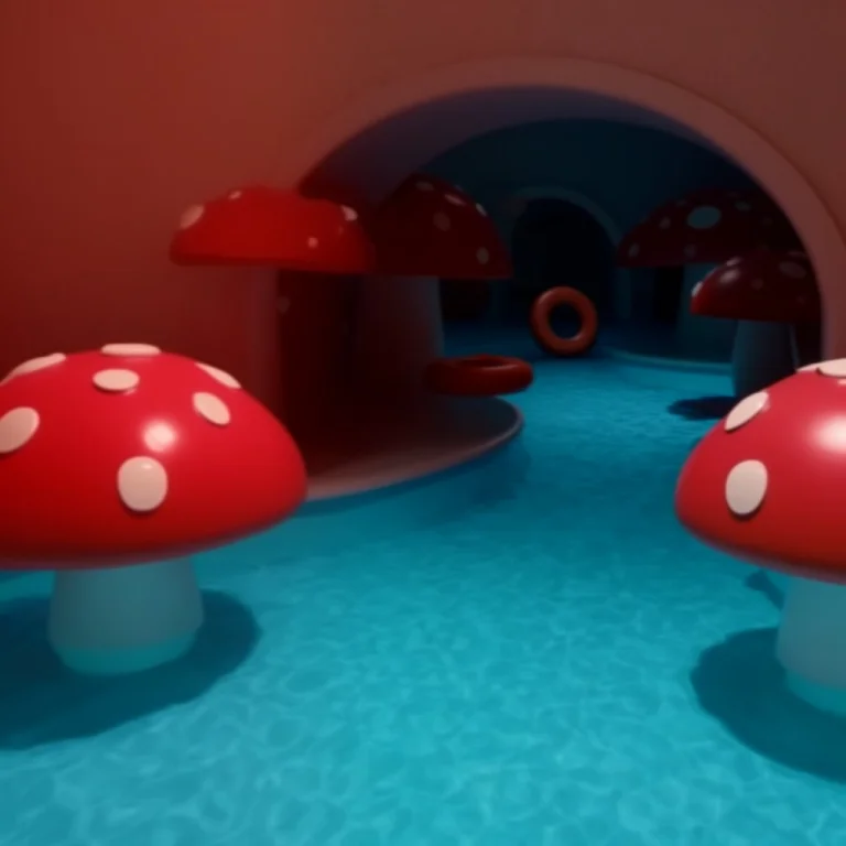 Dpstyle, Giant Red Spotted Mushroom Sculptures With Matte Fi...