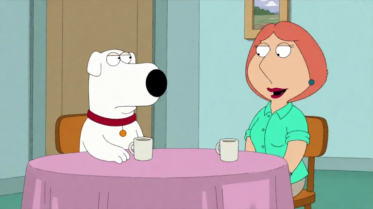 Fmlygyssn09, A White Dog With A Red Collar Sits At A Pink Ta...