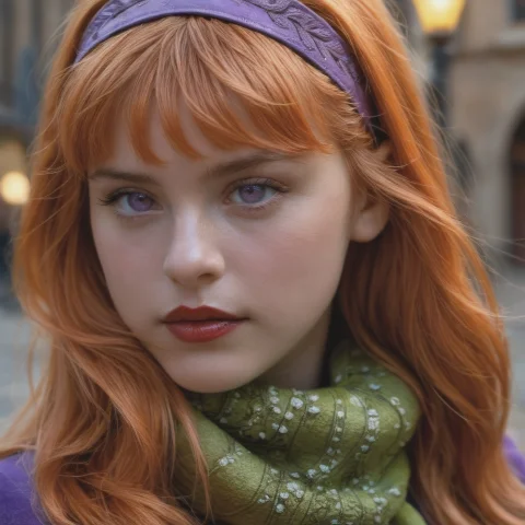 1 Girl, Solo, Outdoors, Daphnertzi, Purple Eyes, Red Lips, O... — Stable Diffusion AI Prompt: 1 girl, solo, outdoors, daphnertzi, purple eyes, red lips, orange hair, long hai...