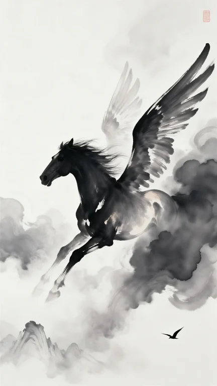 Inkwash, Minimalist, Ink Painting, Dynamic Composition, From...