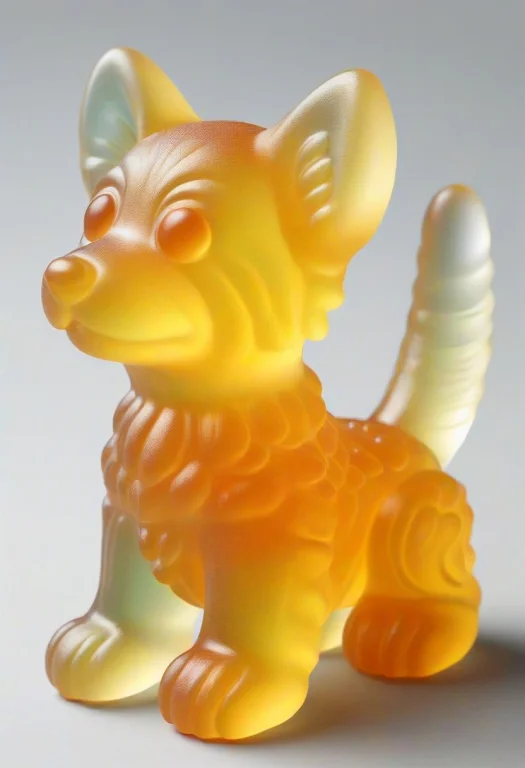 Cute Puppy Rendered Entirely As A Solid Gummy Candy Figure,...