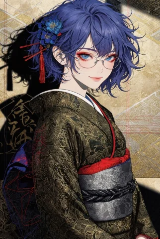 Black And Gold Lining Kimono Cloth, Black And Silver Lining... — Stable Diffusion AI Prompt: black and gold lining kimono cloth, black and silver lining designs, short blue...