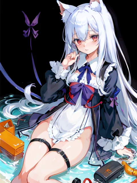 Catgirl, Masterpiece, Highest Quality, Fantasy, Simple Backg...