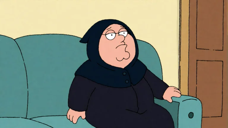 Fmlygyssn02, A Rotund Figure In A Dark Hooded Outfit Sits In...
