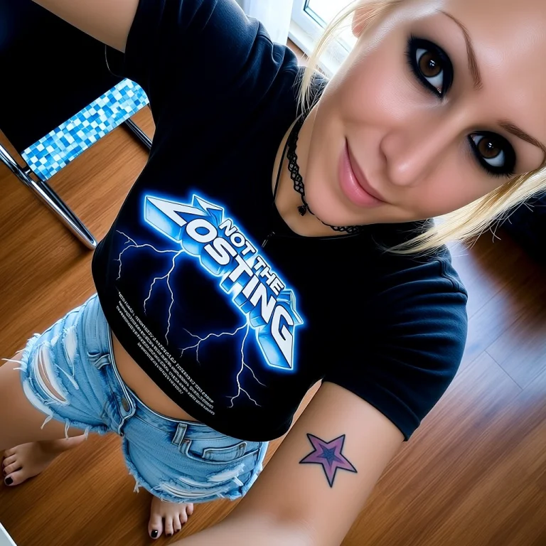 This Is A Photograph Of A Young Woman Taking A Selfie From A...