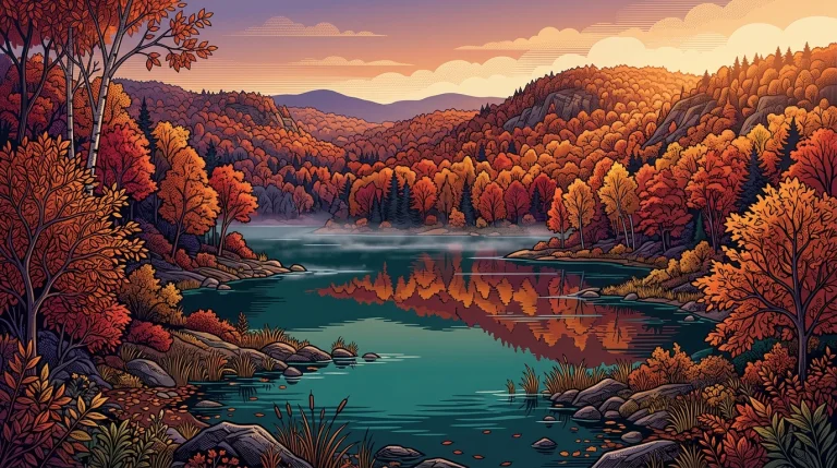 A Richly Colored Full-bleed Vector Landscape Depicting A Vas...
