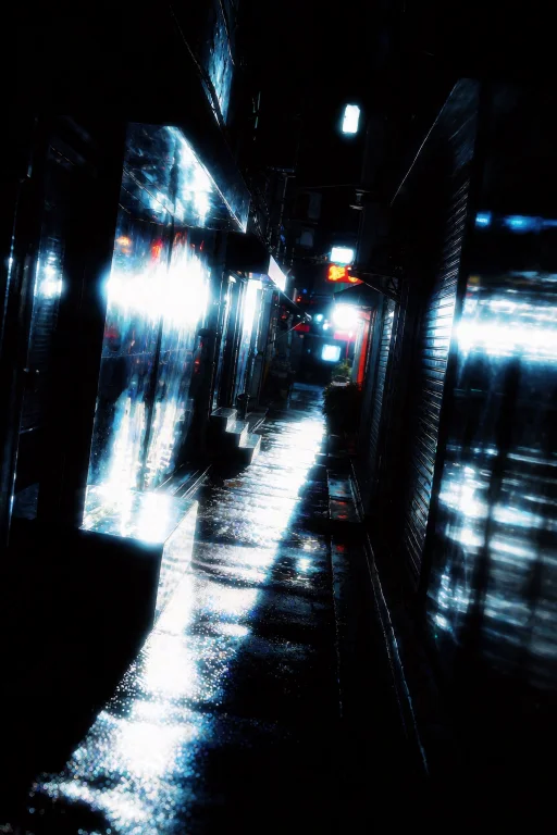 Nijisis, A Neon-noir Photograph Capturing A Pulsing Urban Al...