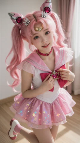 Sailor Chibi Moon Star, — Stable Diffusion AI Prompt: 小小水手星光(Sailor Chibi Moon Star),一位充满青春活力的年轻女性，年龄二十四岁，...