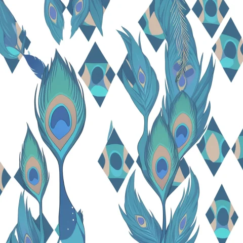 Geometric Peacock Feather Wallpaper — SDXL AI Prompt: geometric peacock feather wallpaper