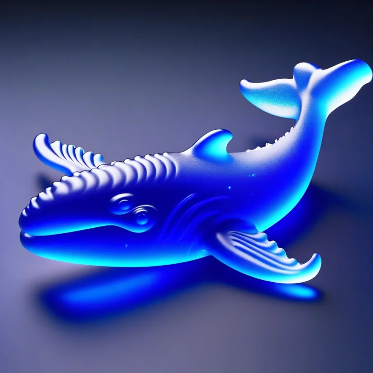 A Giant Humpback Whale Swimming Through A Gummy Ocean, Gummy...