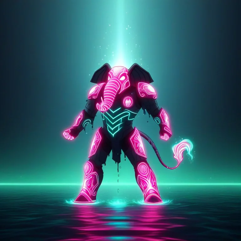 Elephant Neon Glow  The Overall Vibrant, Luminous Light That...