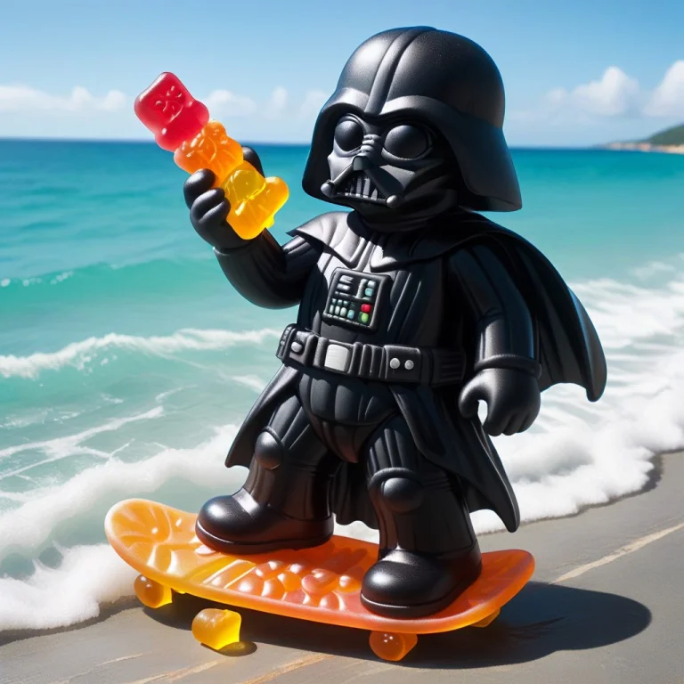 Gummymorph, Gummy Darth Vader Eating Gummy, Standing On Skat...