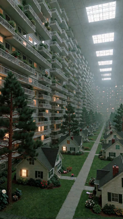 Wide-angle Eye-level View Inside An Impossibly Vast Indoor R...