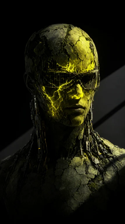 A Humanoid Figure Stands In A Futuristic Interior, Wearing A...