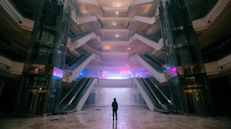 1990s Dead Mall Liminal Space Combined With Megalophobia. A...