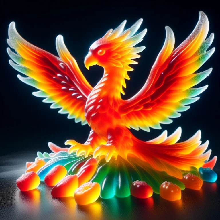 A Majestic Phoenix Capturedin A Breathtaking Explosion Of Gu...