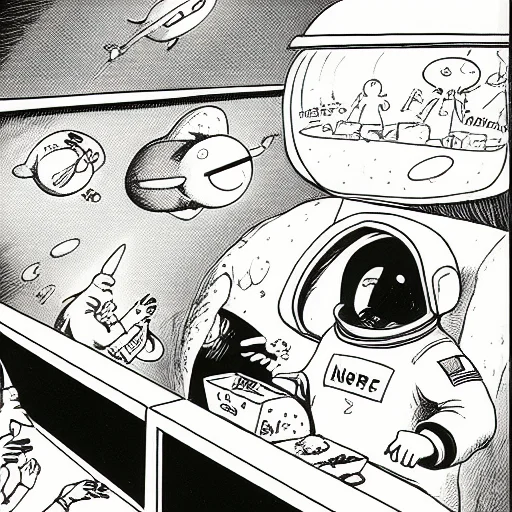 A Cartoon About An Astronaut Working At A Fastfood Restauran...
